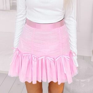 Tulle Pink Skirt with Ribbon Bows